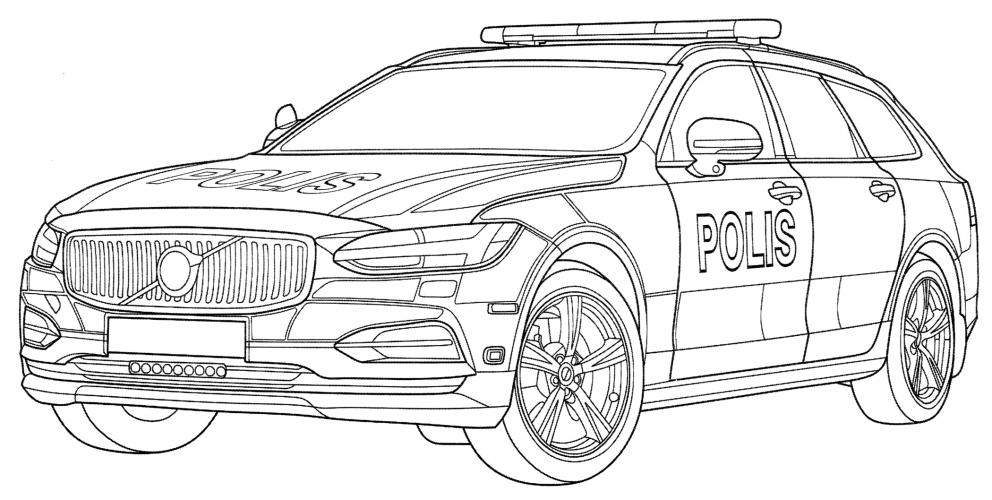 Swedish police car coloring page