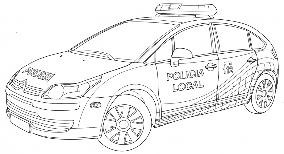 Spain police car coloring page