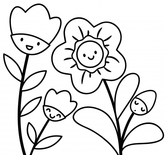 Two pretty flowers coloring page