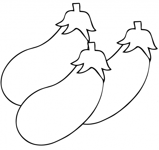 Three beautiful aubergines coloring page