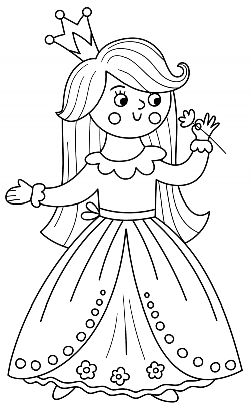 Princess with a flower coloring page