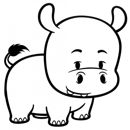 Baby hippo coloring page