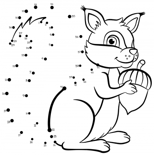Squirrel and nut coloring page