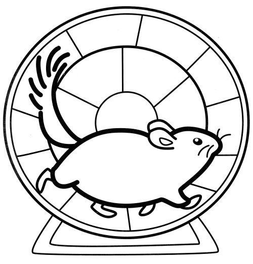 Hamster in a wheel coloring page