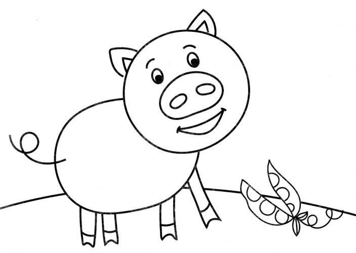 Funny pig coloring page