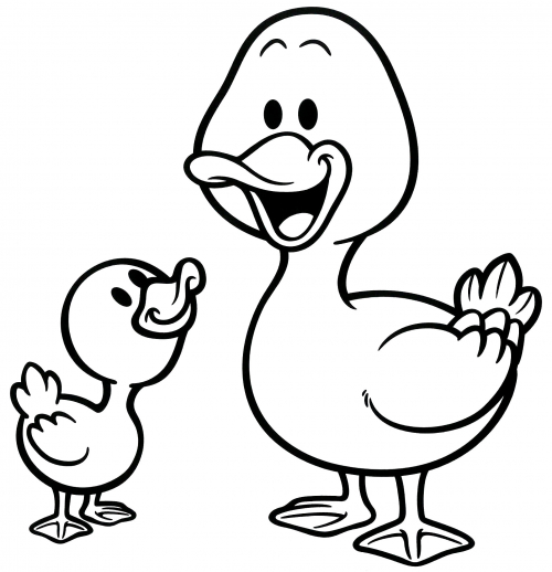 Mother duck and baby coloring page