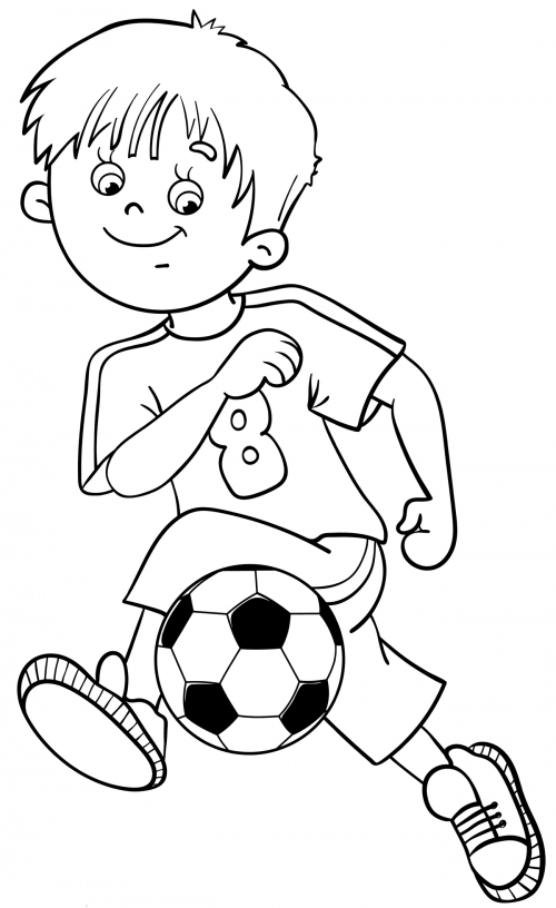 Boy footballer coloring page