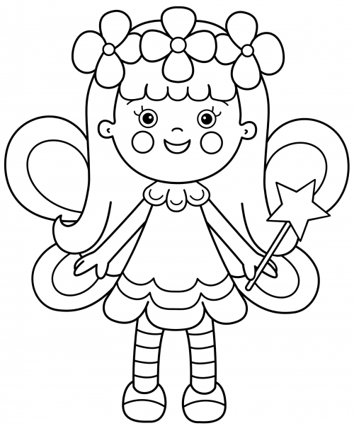 Cute fairy coloring page