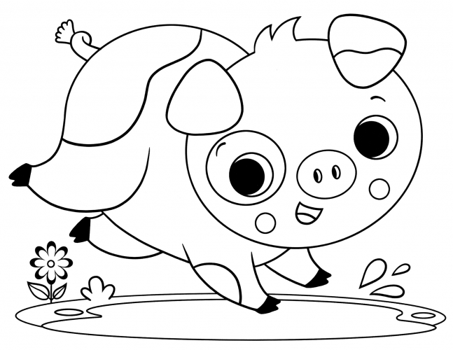 Jolly piglet coloring page