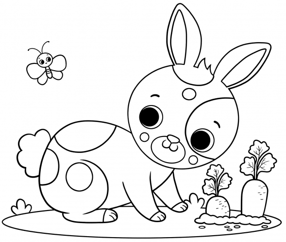 Sweet bunny found a carrot coloring page