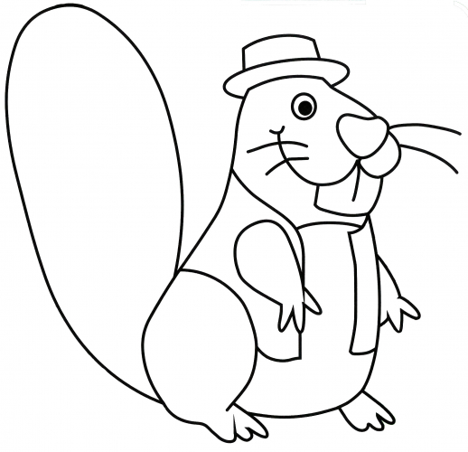 Beaver in a vest coloring page