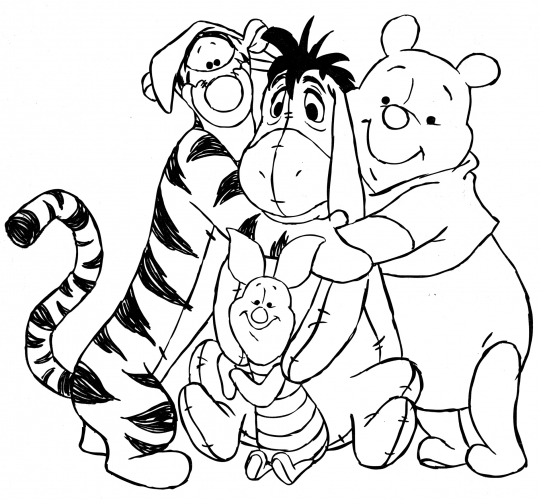 Winnie-the-Pooh's best friends coloring page