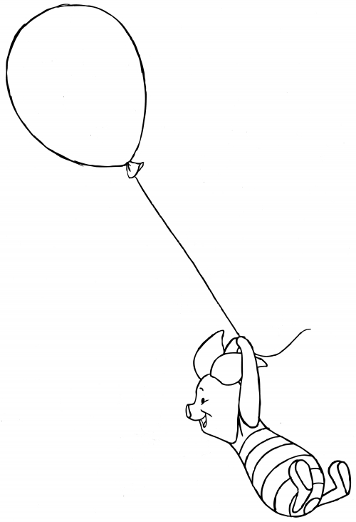 Piglet with a balloon coloring page