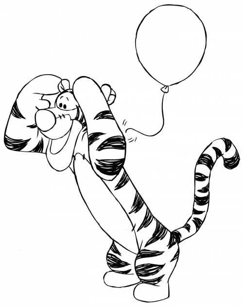 Tigger with a balloon coloring page
