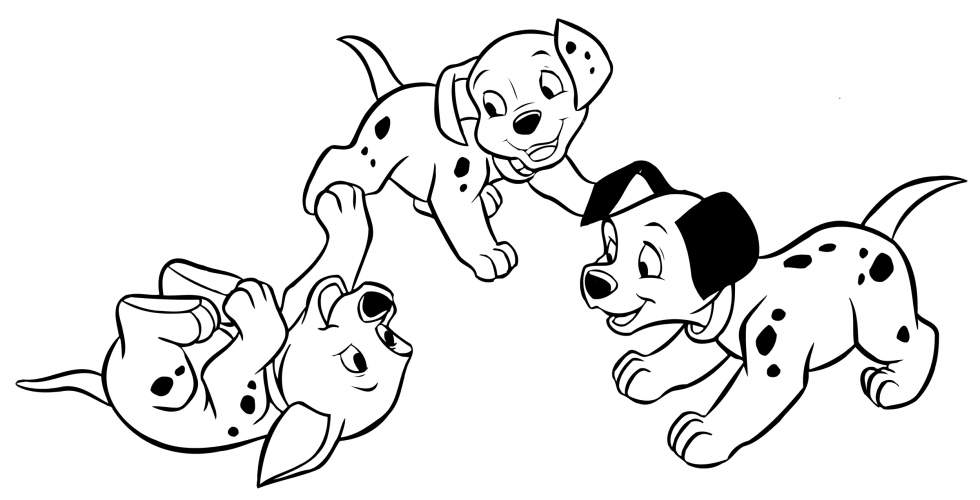 The Three Dalmatians play coloring page