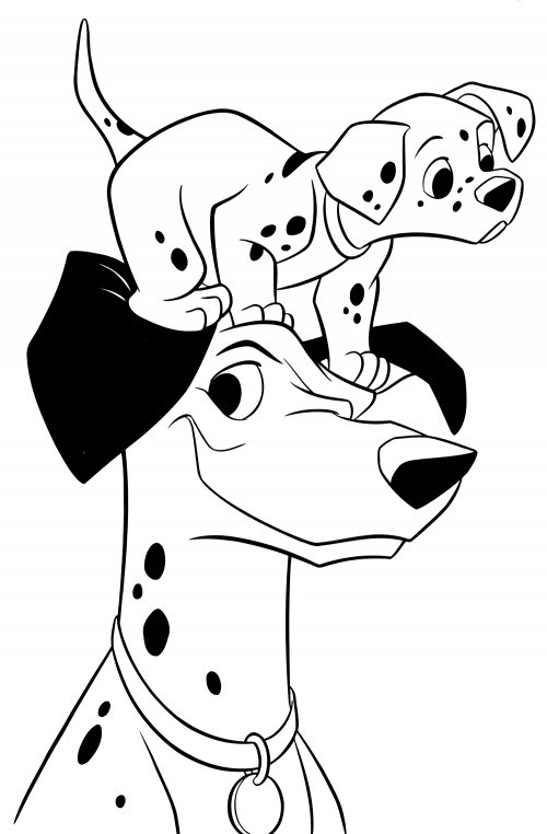 Pongo and his son coloring page