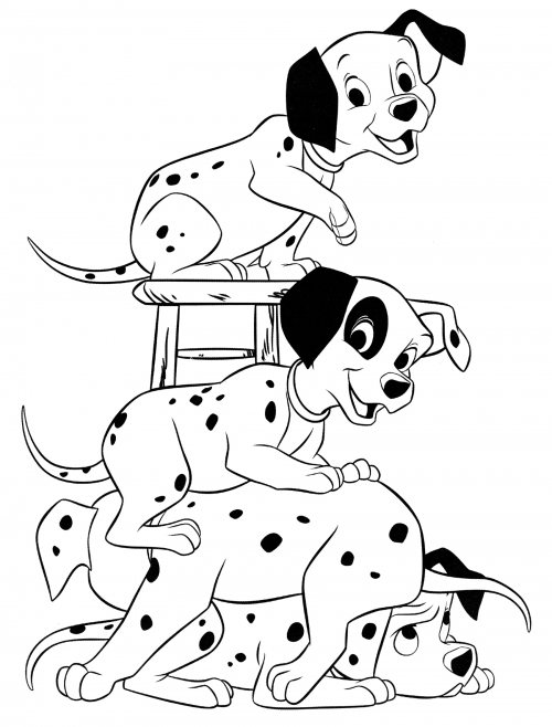 Dalmatians goofing off coloring page