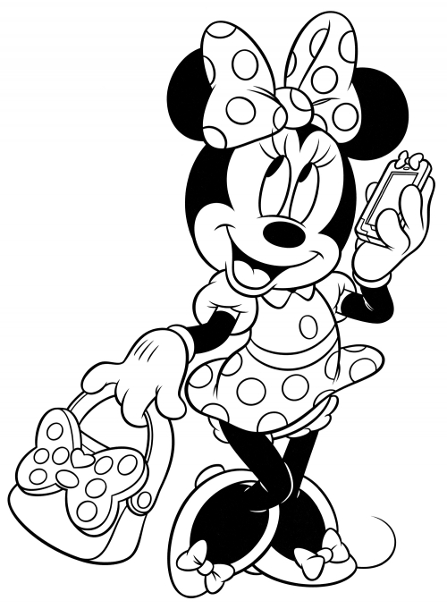 Minnie Mouse with a pretty handbag coloring page