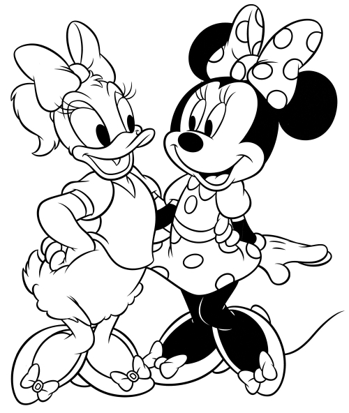 Minnie Mouse and Daisy Duck coloring page