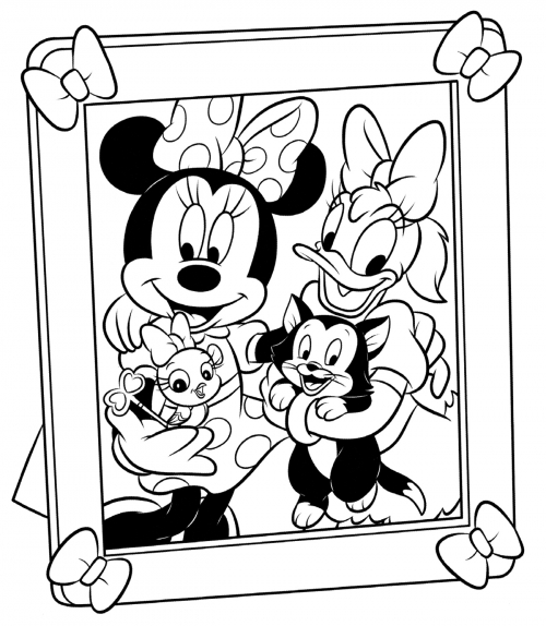 Picture of Minnie and her friend coloring page