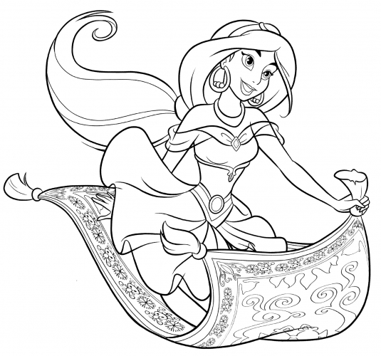 Jasmine on the magic carpet coloring page