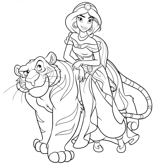 Jasmine and Tiger Rajah coloring page