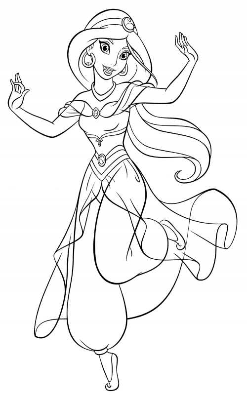 Jasmine dances coloring page