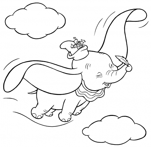 Dumbo, Timothy and Magic Feather coloring page