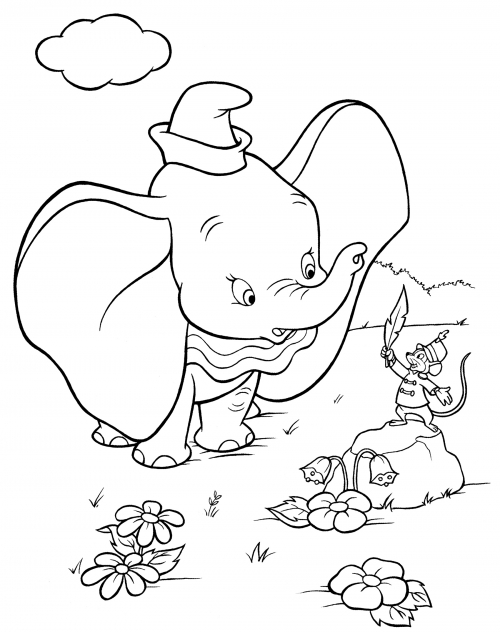 Dumbo and his friend Timothy Mouse coloring page