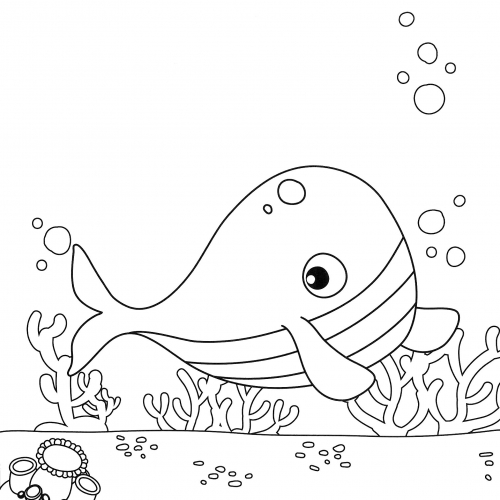 Cute whale coloring page