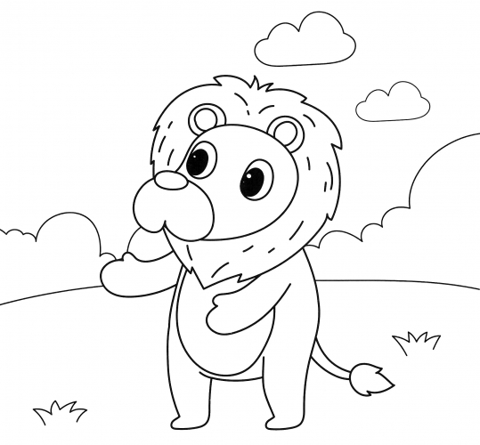 Lion in the savannah coloring page