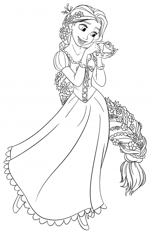 Rapunzel strokes Pascal coloring page