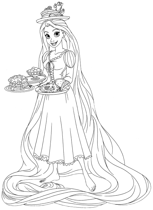 Rapunzel with food coloring page