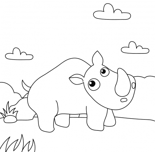 Walking rhinoceros coloring page