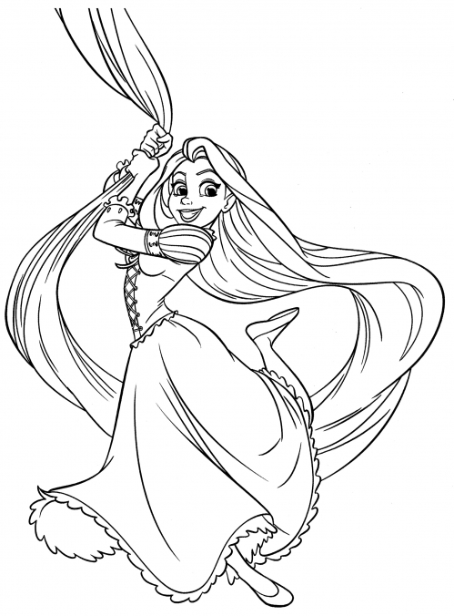 Rapunzel in flight coloring page