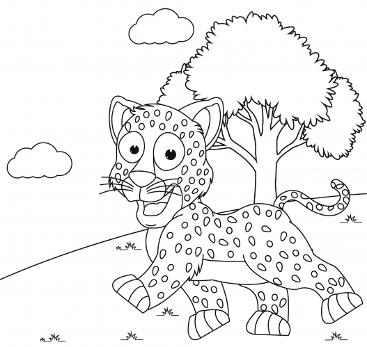 Smiling jaguar coloring page