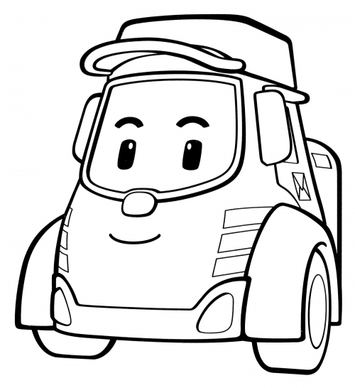 Posty the lorry coloring page (Robocar Poli) - free and printable