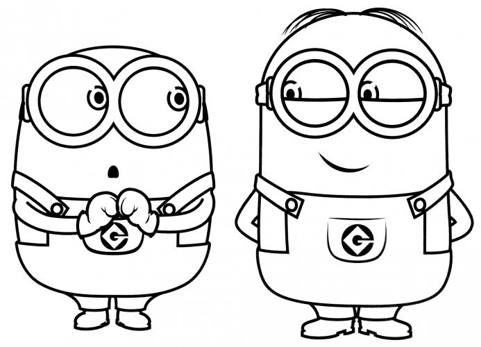 Two cute minions coloring page
