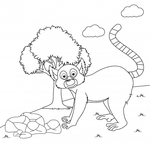 Jolly lemur coloring page