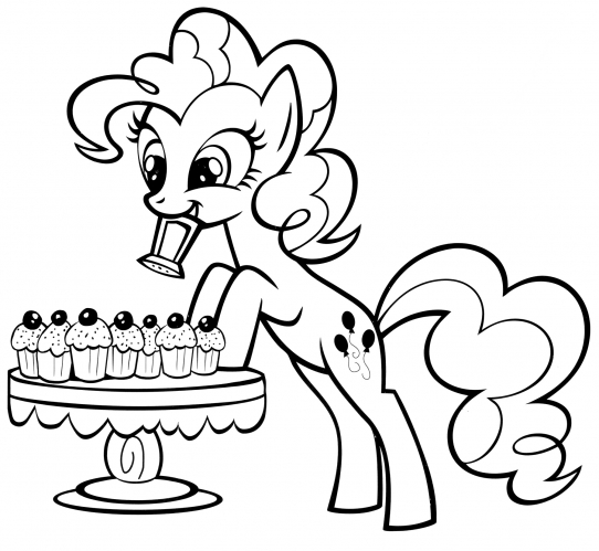 Pinkie Pie making cupcakes coloring page