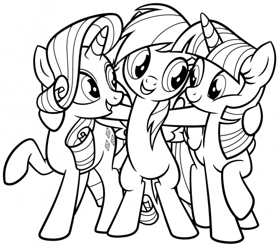 Twilight Sparkle and her faithful friends coloring page