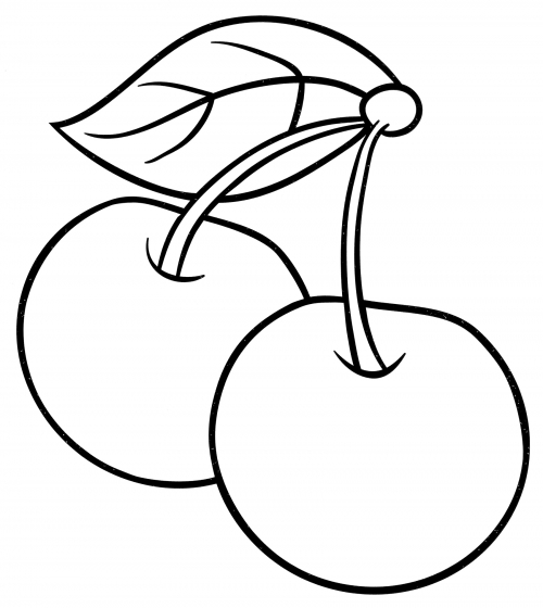 Two red cherries coloring page