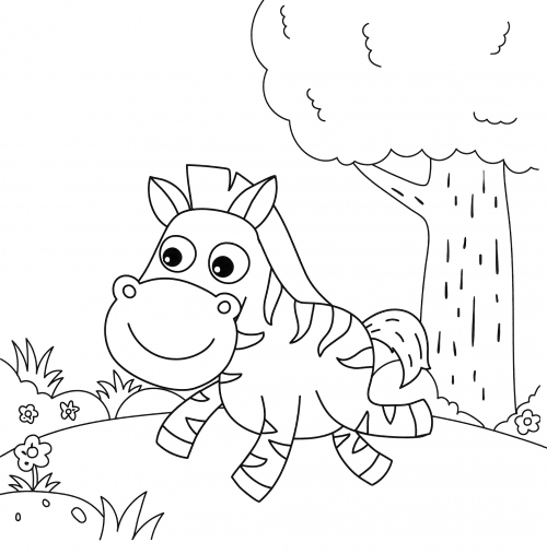 Jolly zebra coloring page