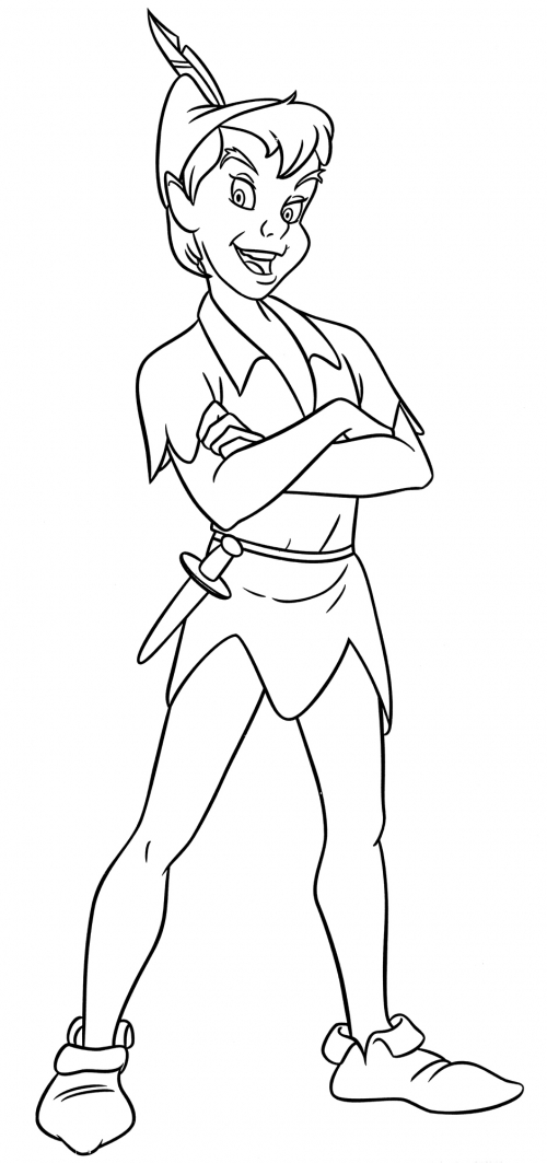 Peter Pan smiles coloring page