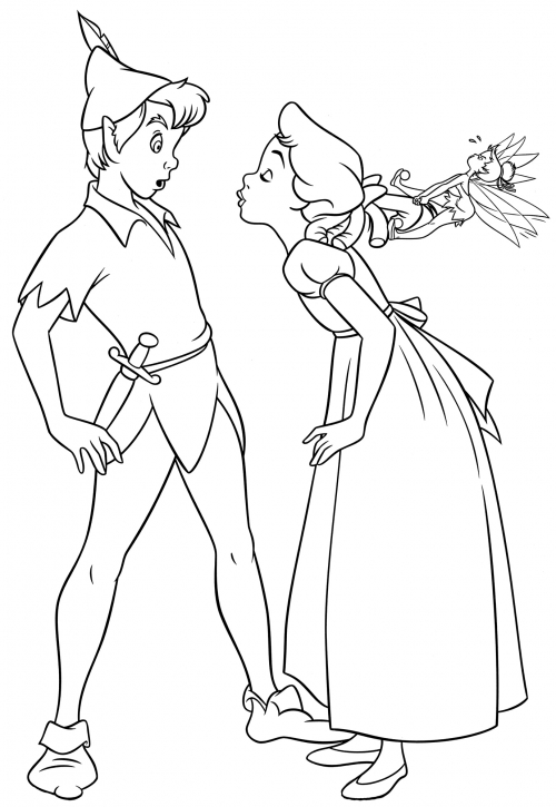 Wendy wants to kiss Peter Pan coloring page