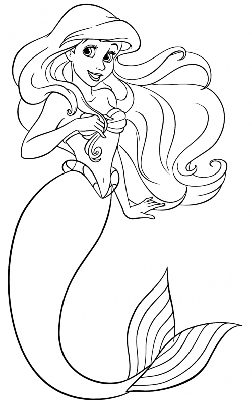 Beautiful mermaid Ariel coloring page