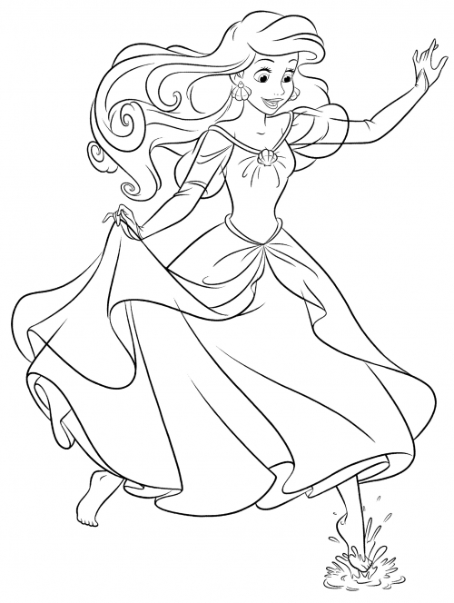 Ariel in a dress coloring page