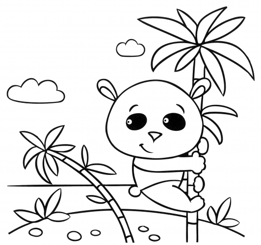 Panda in a tree coloring page