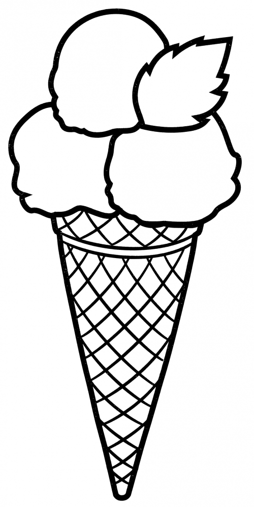 Delicious ice cream in a cone coloring page