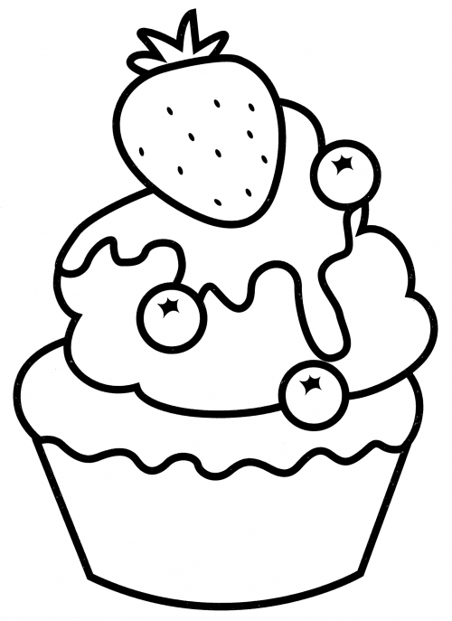 Strawberry cake coloring page